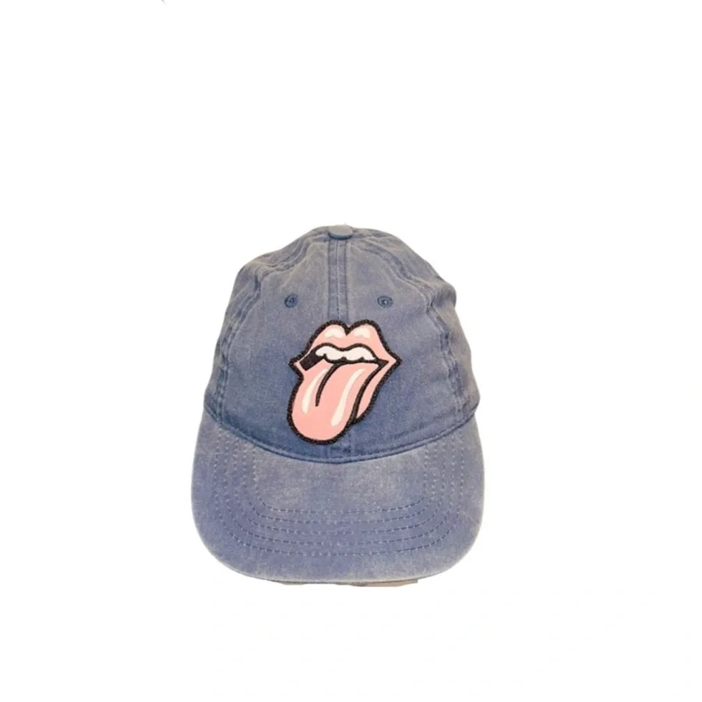 Washed Blue Baseball Hat W/ Pink Embroidered Tongue Patch